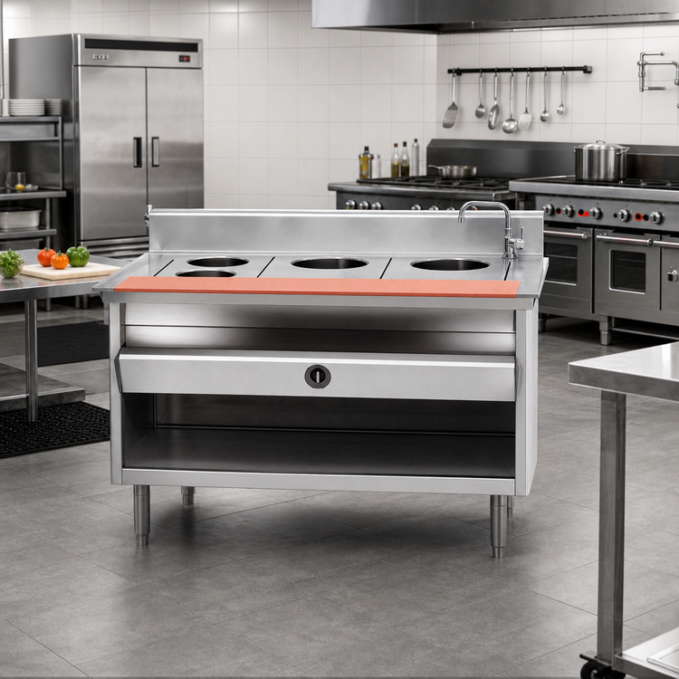 Product image #2 for La Rosa Gas Wet-Only Hot Food Table with Water Bath, 48 x 28 Inches, 3 Openings
