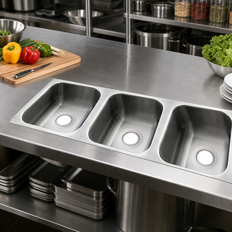 Product image #2 for Advance Tabco Smart Series 3-Compartment Undermount Sink Bowl with 14 x 16 x 12 Inch Bowls
