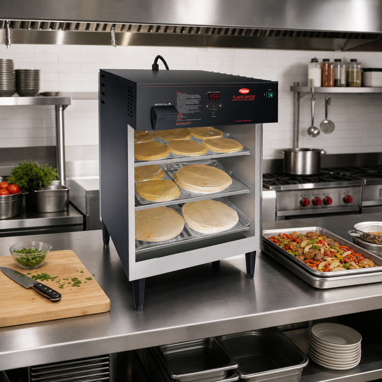 Product image #2 for Hatco Flav-R-Savor 3-Tier Countertop Heated Air Curtain Hot Food Display Cabinet for Half-Size Sheet Pans