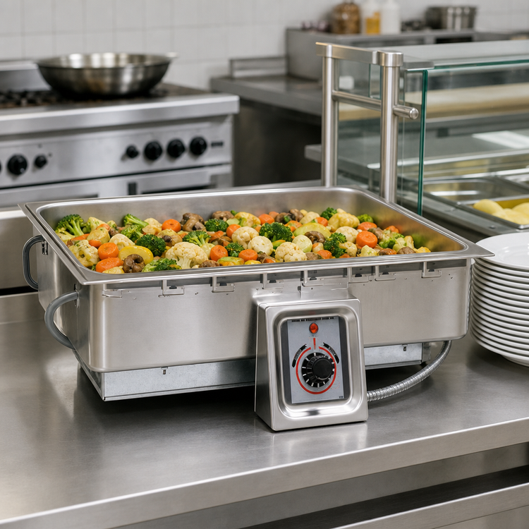 Product image #2 for APW Wyott TM-43DULS Drop-In Rectangular Food Warmer, Single 12" x 27" Well, Wet/Dry, Thermostatic, With Drain