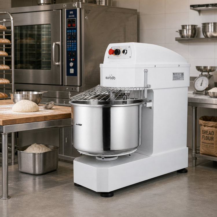Product image #2 for Eurodib 40 Qt 1-Speed Spiral Dough Mixer with Timer, 220V, Fixed Bowl