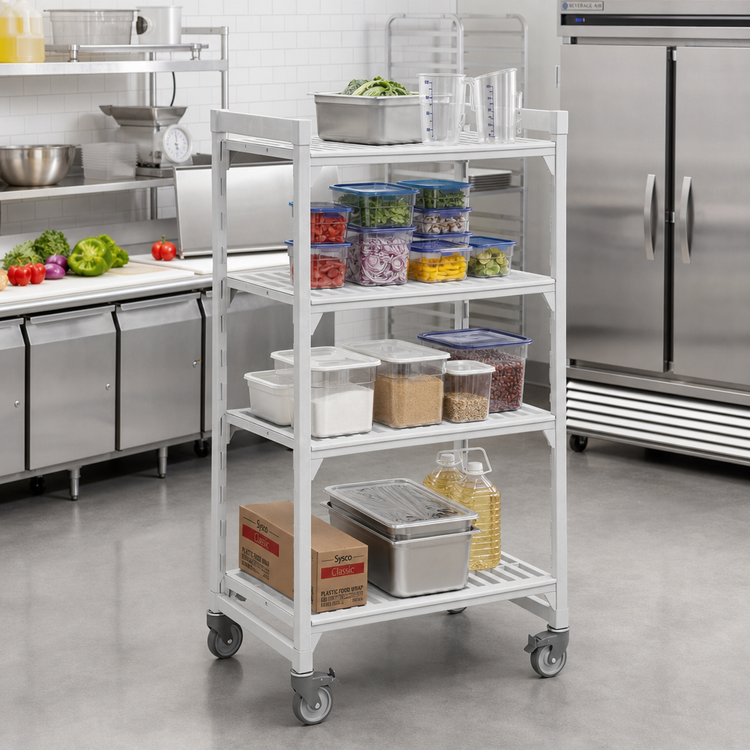Product image #3 for Camshelving Premium 4-Shelf Solid High-Density Mobile Starter Unit, 24 x 54 x 67-1/4 Inches, Speckled Gray