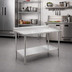 Thumbnail image #2 for Eagle Group Budget Series 30 Inch Square Stainless Steel Work Table with 4-1/2 Inch Backsplash and Undershelf