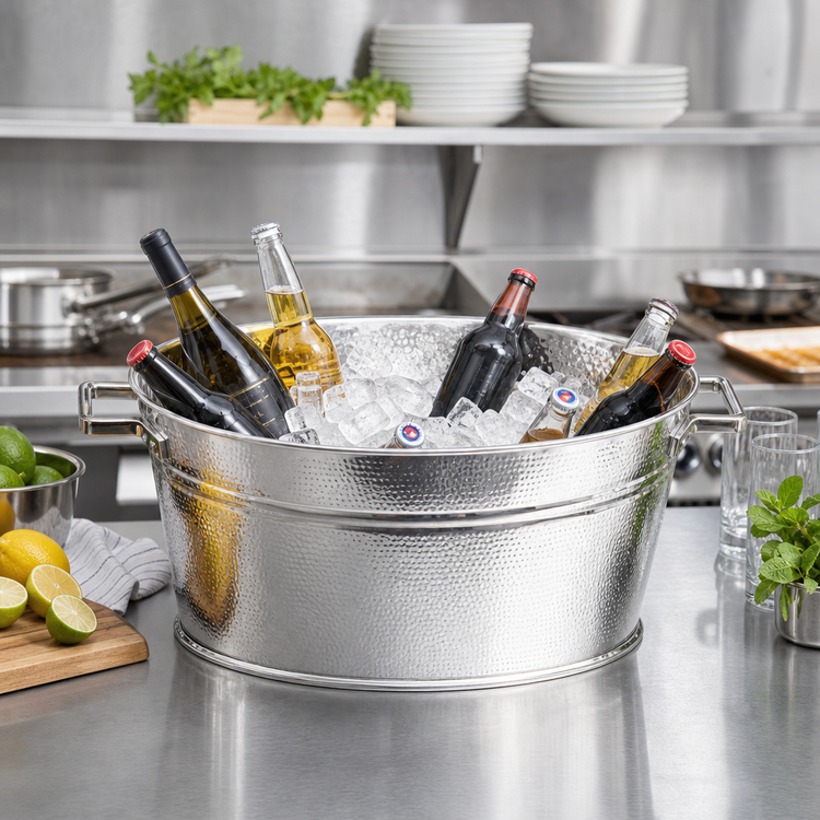 Product image #2 for American Metalcraft Hammered 18/8 Stainless Steel Party Tub, 25.25 Qt.