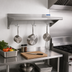 Thumbnail image #2 for BK Resources Premium T-304 Stainless Steel Wall-Mount Pot Rack Shelf with Hooks, 24 x 12 Inches