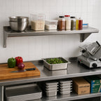 Thumbnail image #2 for BK Resources BKWSE-1272 Wall-Mounted 430 Stainless Steel Shelf, 72" W x 12" D, 18 Gauge, 1-1/2" Rear Up-Turn
