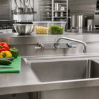 Thumbnail image #2 for BK Resources EVO-8SM-10 Commercial Backsplash-Mount Faucet, 8-Inch Centers, 10-Inch Swing Spout, Ceramic Valves, Lead-Free