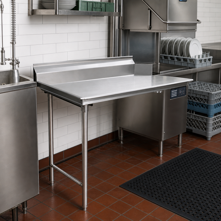 Product image #2 for Eagle Group Straight Clean Dishtable, 30 x 30 x 43-1/2 Inch, Right-to-Left Operation, 16/304 Stainless Steel Top