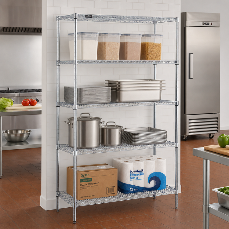 Product image #2 for EAGLEbrite Stationary 4-Tier Wire Shelving Starter Unit, 24 x 18 x 74 Inches, Zinc Finish