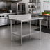 Thumbnail image #2 for John Boos Stallion 48-Inch x 30-Inch Stainless Steel Top Work Table with 5-Inch Backsplash and Adjustable Undershelf