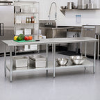 Thumbnail image #2 for Eagle Group Budget Series T36120B 120 x 36 Inch 430 Stainless Steel Work Table with Adjustable Galvanized Undershelf