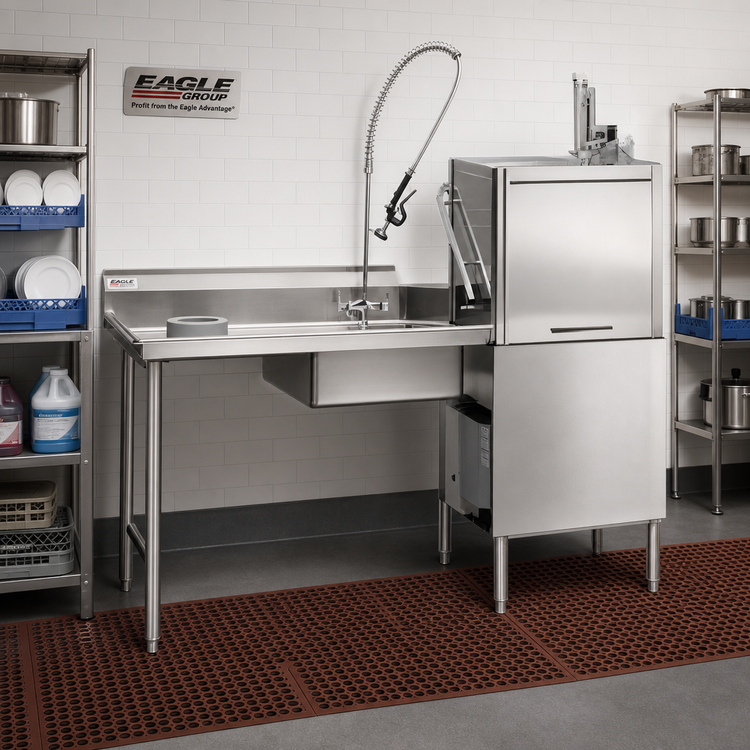 Product image #2 for Eagle Group Straight Soiled Dishtable with Left-to-Right Operation and 20 x 20 x 5-Inch Pre-Rinse Sink