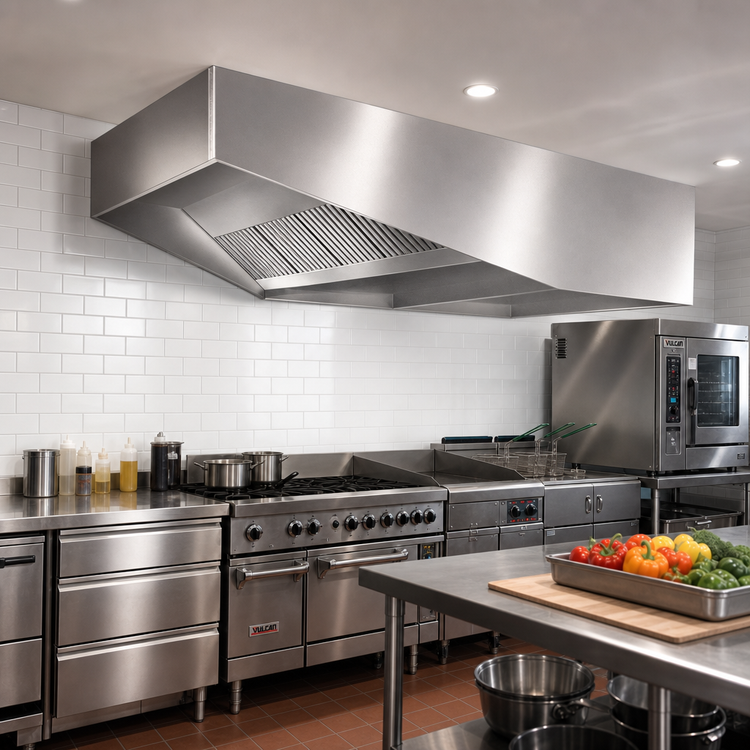 Product image #2 for SpecAir HES96-96 96 Inch Wall Type Short Front Exhaust-Only Commercial Kitchen Hood