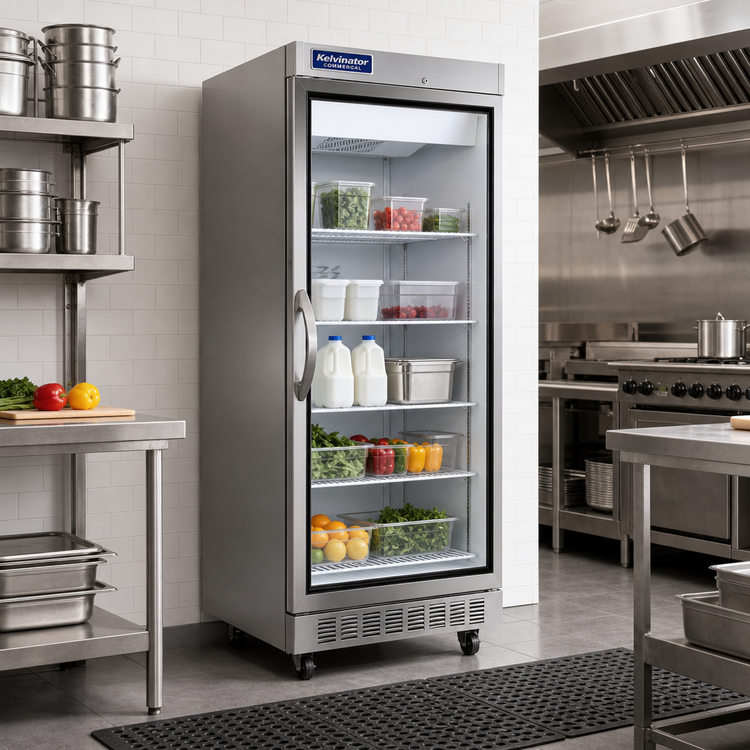 Product image #2 for Kelvinator Commercial 1-Section Glass Door Reach-In Refrigerator, Self-Contained Bottom-Mount