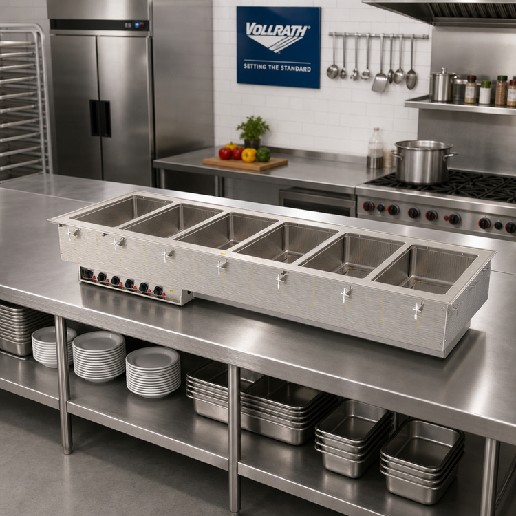 Product image #2 for Vollrath 6-Well Drop-In Electric Hot Food Well Unit with 12" x 20" Individual Insulated Wells, Marine-Grade Stainless Steel