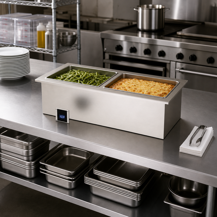 Product image #2 for Duke Slimline Drop-In Waterless Electric Hot Food Well with (2) 12 x 20 Inch Pans