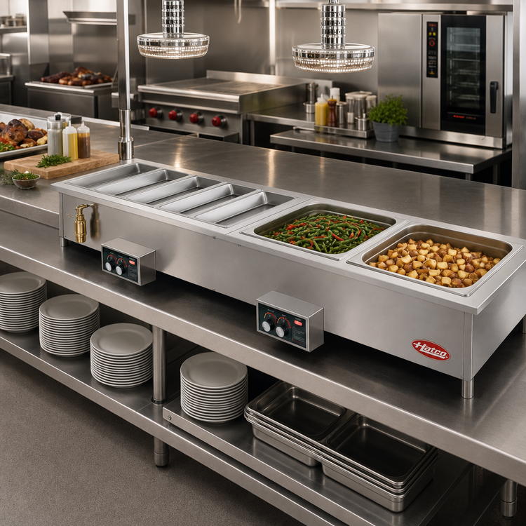 Product image #2 for Hatco Drop-In Modular Slim Heated Well with Drains and Auto-Fill, 2 Full-Size Pan Capacity