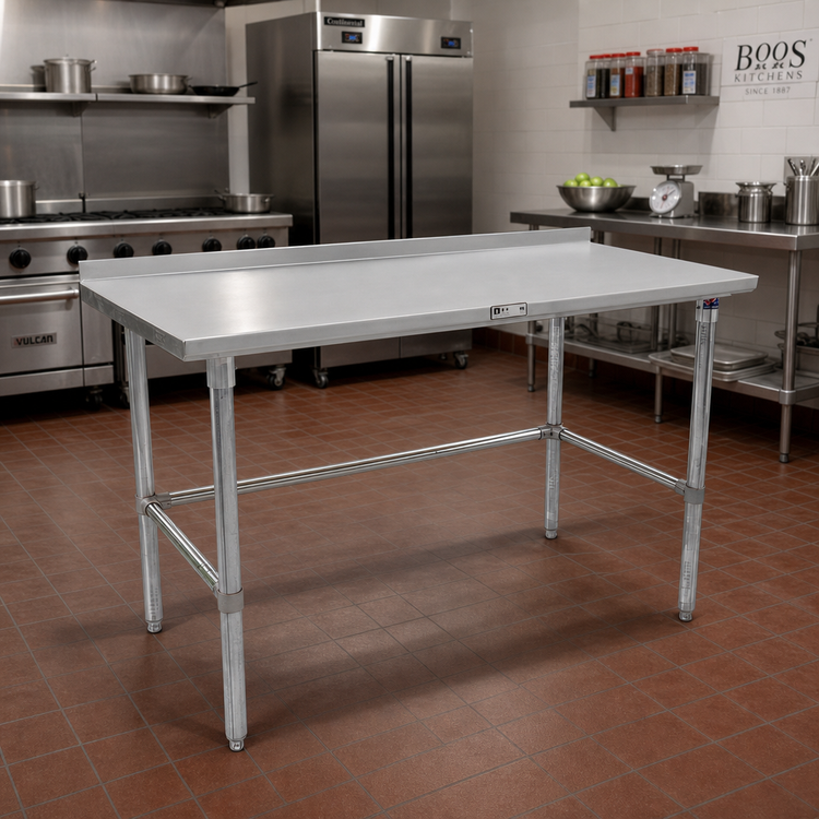 Product image #2 for John Boos Stallion 84-Inch x 24-Inch Stainless Steel Work Table with Rear Backsplash and Safety Edge