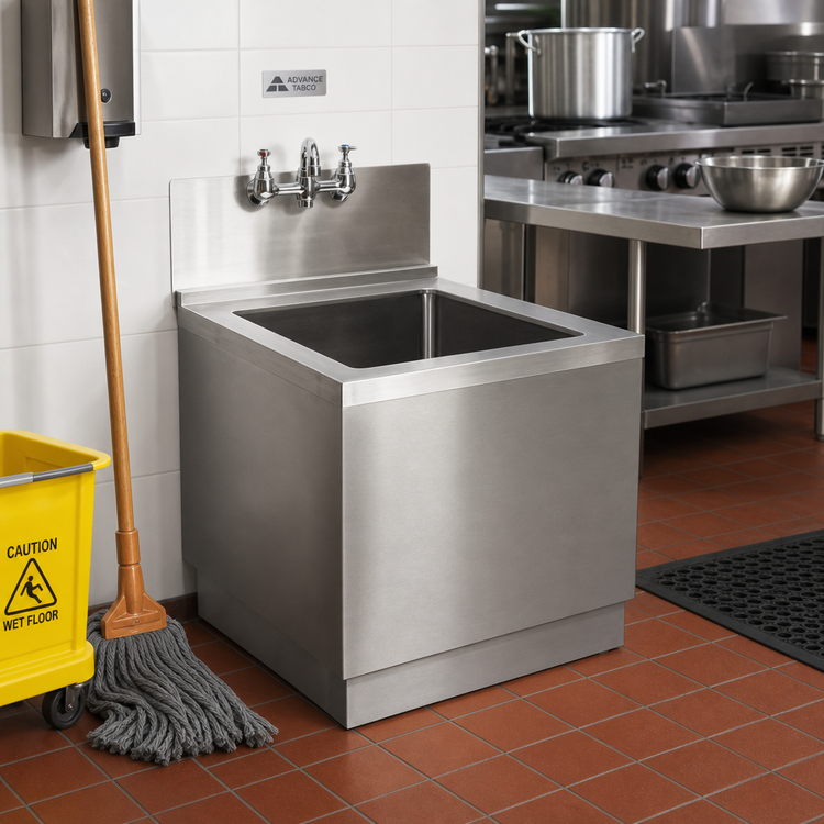 Product image #2 for Advance Tabco 9-OP-33 Floor Mounted Stainless Steel Mop Sink with Large Bowl and Free Flow Drain