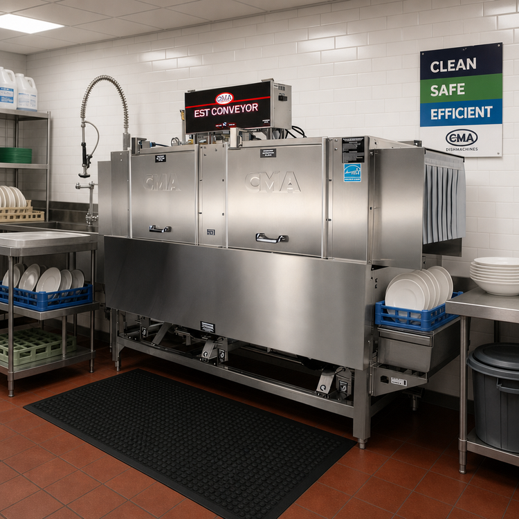 Product image #2 for CMA Dishmachines Energy Mizer EST-66 66-Inch High/Low Temp Left-to-Right Conveyor Dishwasher