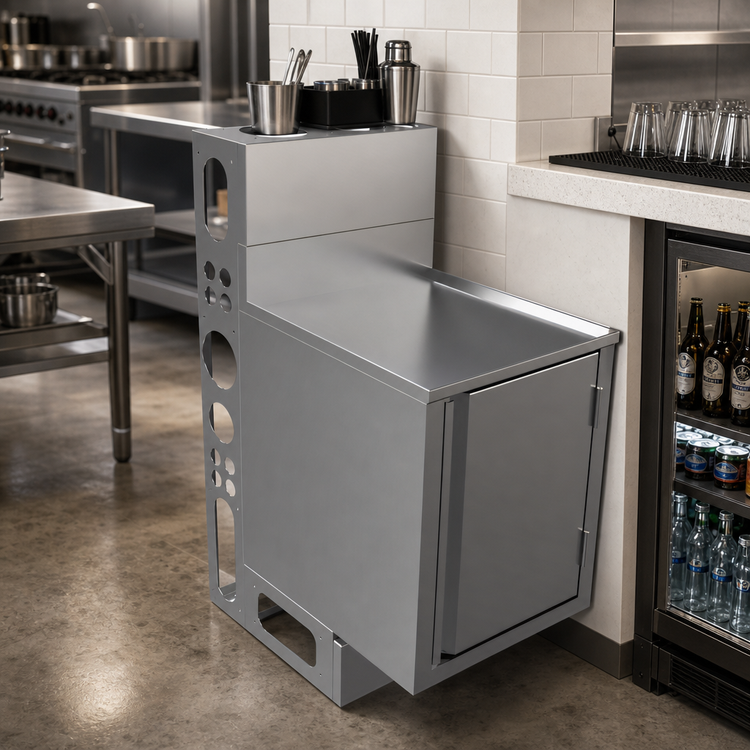 Product image #3 for 18 x 21 Inch Stainless Steel Top Shelf Underbar Cabinet with Raised Edge