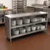 Thumbnail image #2 for John Boos 120-Inch x 15-Inch Open Front Dish Storage Cabinet with Open Base and Stainless Steel Mid-Shelf