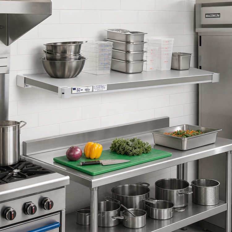 Product image #3 for New Age Adjust-A-Shelf Solid Brute Series Aluminum Shelf, 48 x 18 Inches, 800 lb Capacity