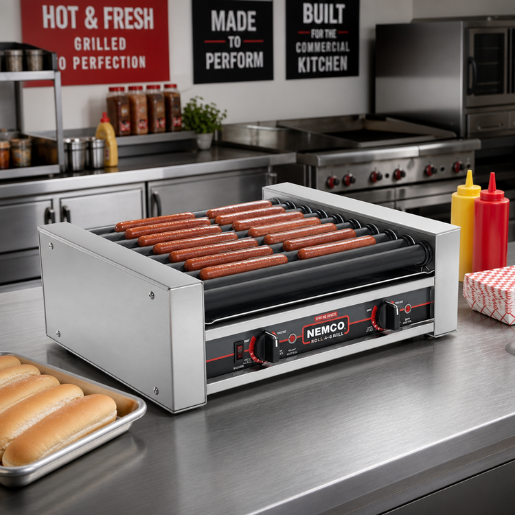 Product image #2 for Roll-A-Grill 18-Hot-Dog Capacity Roller Grill with 10 GripsIt Coated Rollers, 220V