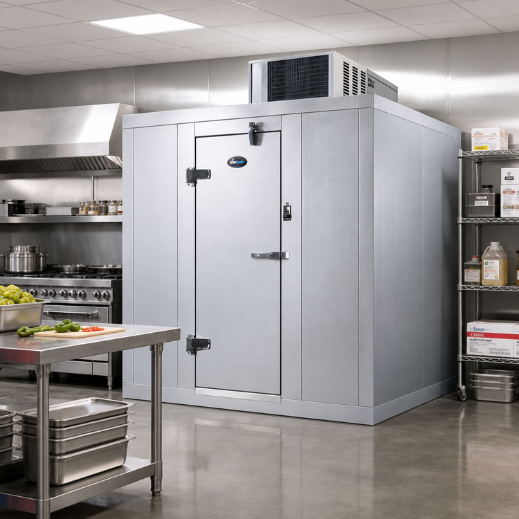 Product image #2 for Indoor Quick Ship Walk-In Cooler with Aluminum Floor and Top-Mount Self-Contained R-448A Refrigeration