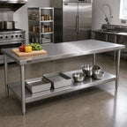 Thumbnail image #2 for John Boos SLS1460 Stainless Steel Work Table Undershelf for SBO Frame, 168W x 60D, 16 Gauge