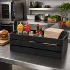 Thumbnail image #2 for American Metalcraft WTBL20 Full-Size Rectangular Wooden Serving Crate, Black, 20-1/2 x 12-1/2 x 8 Inches Case of 2