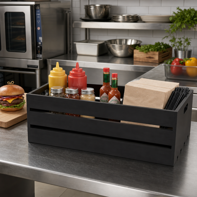 Product image #2 for American Metalcraft Full-Size Rectangular Wooden Serving Crate, Black