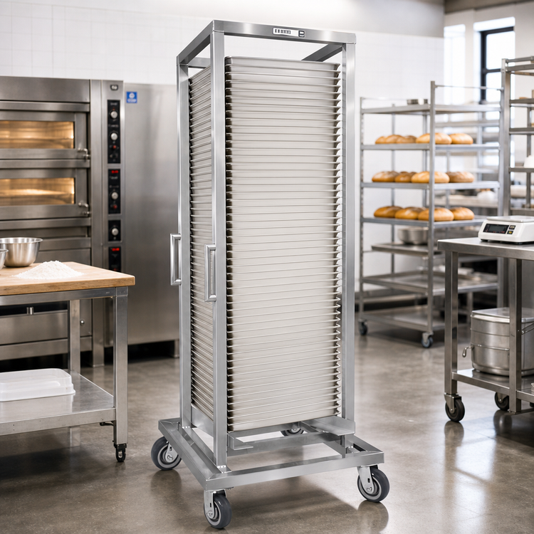 Product image #2 for Channel Extra Heavy-Duty Aluminum End-Load Bun Pan / Dough Box Dolly, 100-Pan Capacity
