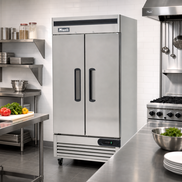 Product image #2 for Migali Competitor Series Two-Section Reach-In Refrigerator, 35 Cu. Ft., Bottom Mount, Solid Hinged Doors