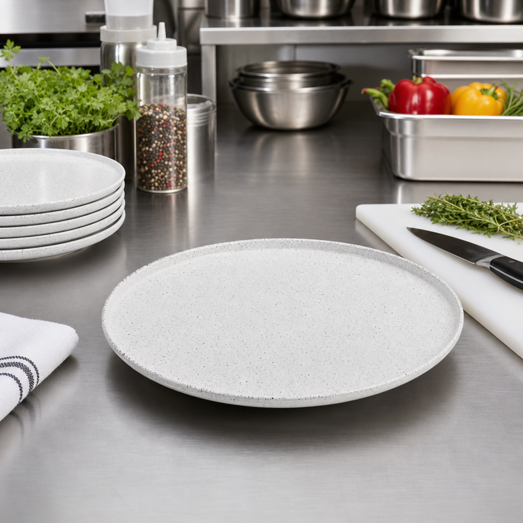 Product image #3 for Lift Collection 13-Inch Round Melamine Plate, White with Black Speckles