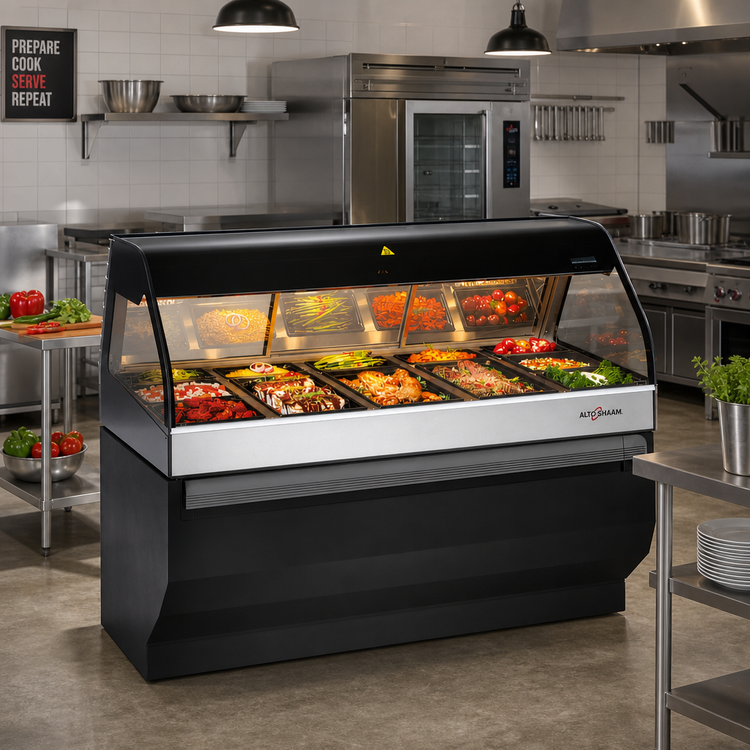 Product image #2 for Alto-Shaam Halo Heat ED3SYS-72 72-Inch Full-Service Heated Display Case with Curved Glass and Stationary Base