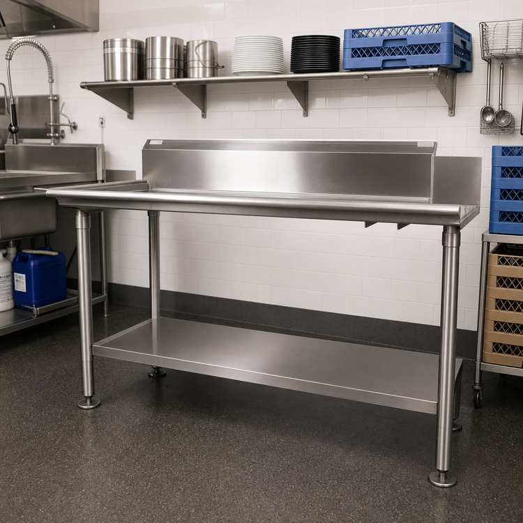 Product image #2 for John Boos 108-Inch Stainless Steel Dishtable Undershelf, 16-Gauge 300 Series