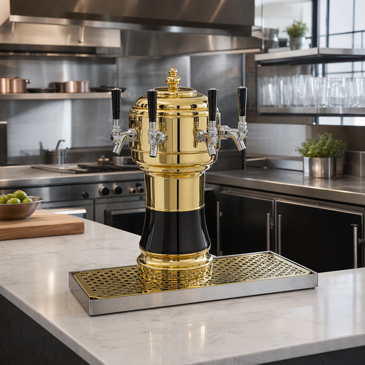 Product image #2 for Glastender Zeus 5-Faucet Countertop Draft Dispensing Tower, Glycol Cooled, Mirror Finish