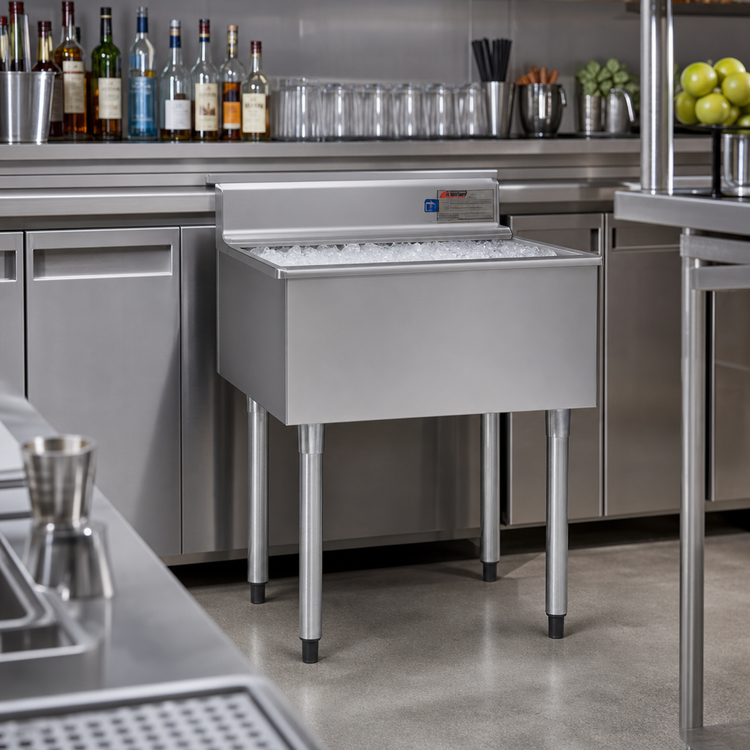 Product image #2 for Eagle 2200 Series Underbar Ice Bin/Cocktail Unit, 24 x 24 In., 94 lb. Capacity
