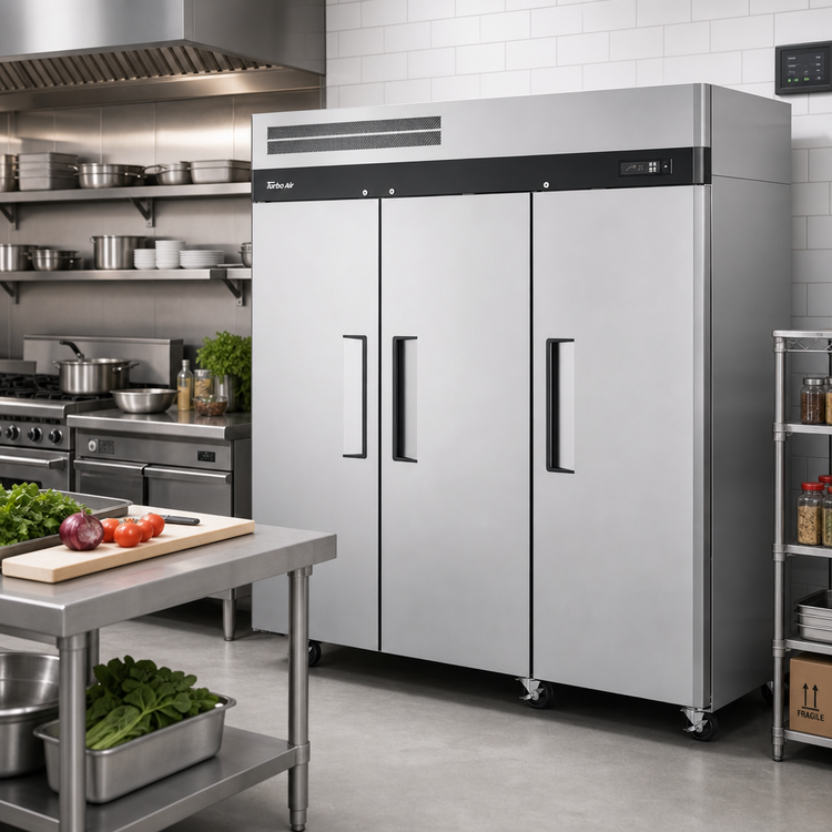 Product image #2 for Turbo Air M3 Three-Section Reach-In Refrigerator with Solid Doors, 65.8 Cu. Ft., Top-Mount Compressor