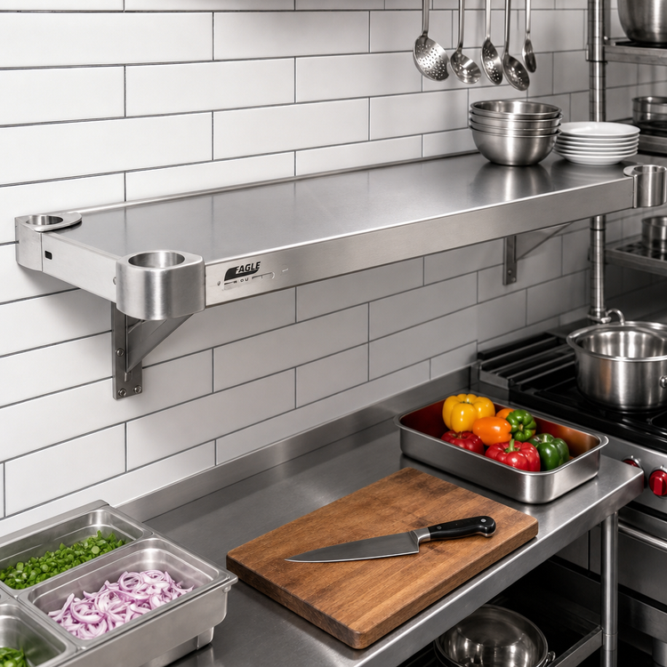 Product image #3 for Eagle Quik-Set Solid Stainless Steel Shelf, Flat, 48 x 24 Inches, Marine Edge