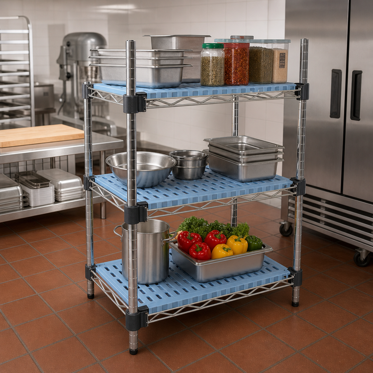 Product image #2 for QuadPlus 24-Inch x 24-Inch Louvered Polymer Shelf Mat with Quad-Adjust Wire Frame