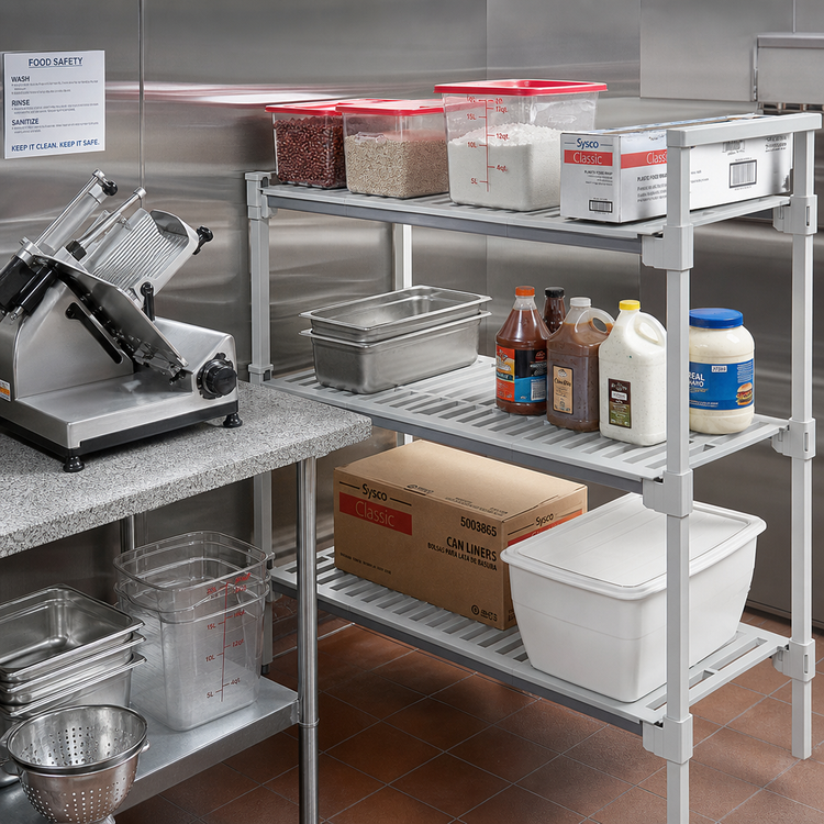 Product image #2 for Cambro Camshelving Elements XTRA Universal Vented Shelf Kit, 18 x 72 Inches, Speckled Gray