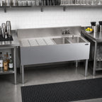 Thumbnail image #2 for Krowne Royal Series KR19-42R Two-Compartment Stainless Steel Underbar Sink with Left Drainboard and Faucet, 48 x 19 Inches