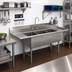 Thumbnail image #2 for Advance Tabco 3-Compartment Fabricated Sink with Left and Right Drainboards, 16 x 20 x 14-Inch Bowls, 304 Stainless Steel