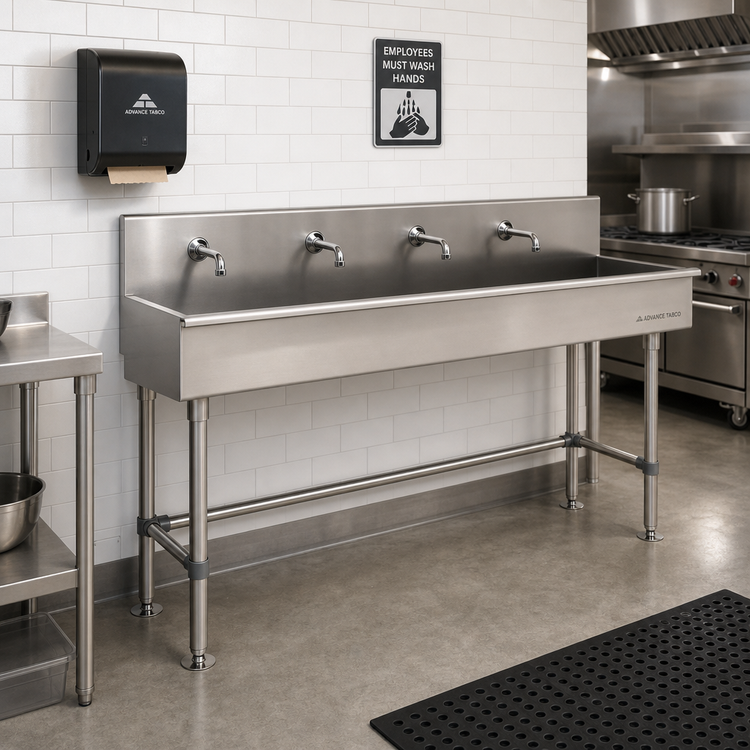 Product image #2 for Advance Tabco 60-Inch ADA Multiwash Freestanding 304 Stainless Steel Hand Wash Sink