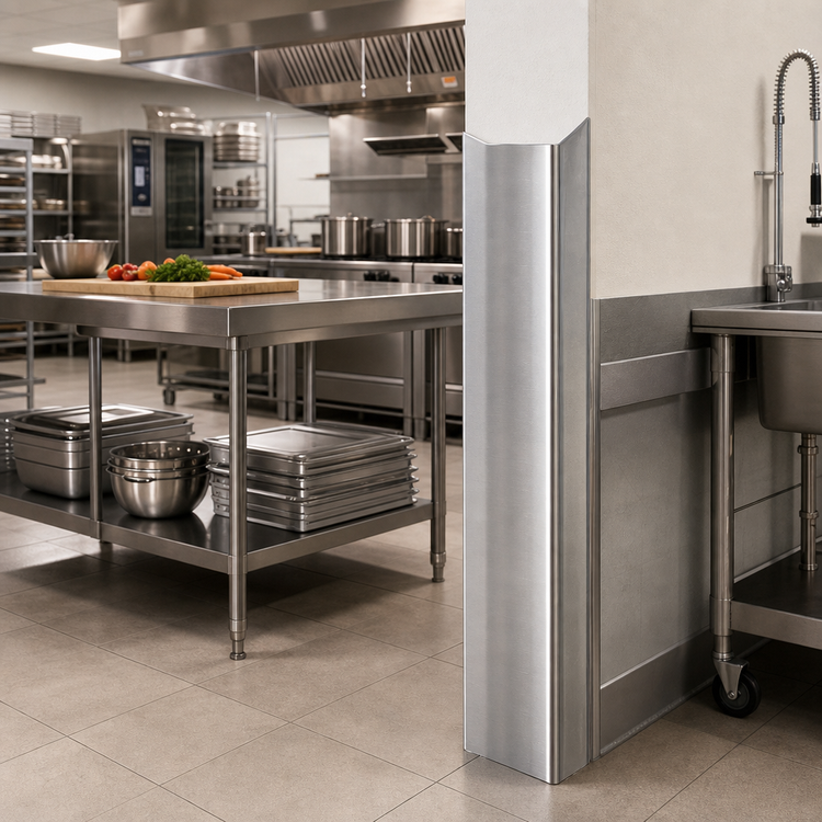 Product image #2 for John Boos Outside Corner Stainless Steel Corner Guard, 2 x 2 x 96 Inch, 16/300