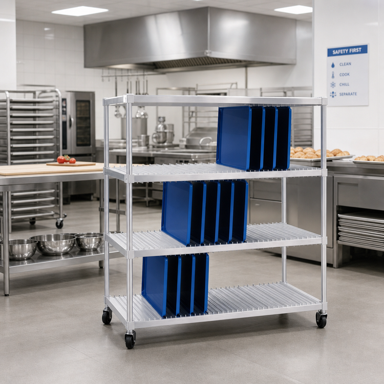 Product image #2 for New Age Mobile Aluminum Tray-Drying Rack for 18 x 26 Inch Trays, 2 Levels, 80-Tray Capacity