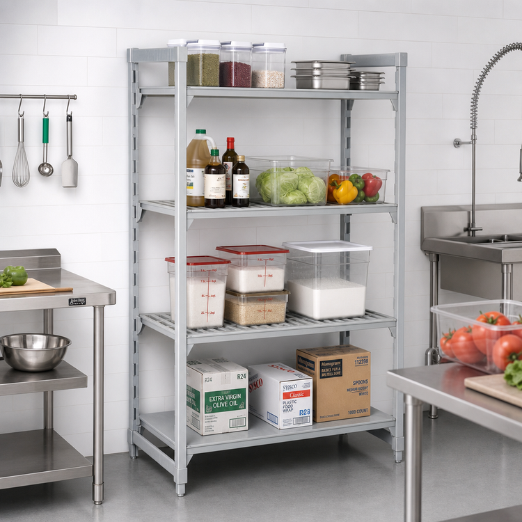 Product image #3 for Cambro Camshelving Premium 4-Shelf Vented and Solid Stationary Starter Unit, 18" Deep x 42" Wide x 84" High