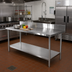 Thumbnail image #2 for Thunder Group 72-Inch x 30-Inch 18-Gauge 430 Stainless Steel Flat Top Work Table with 4-Inch Backsplash and Undershelf